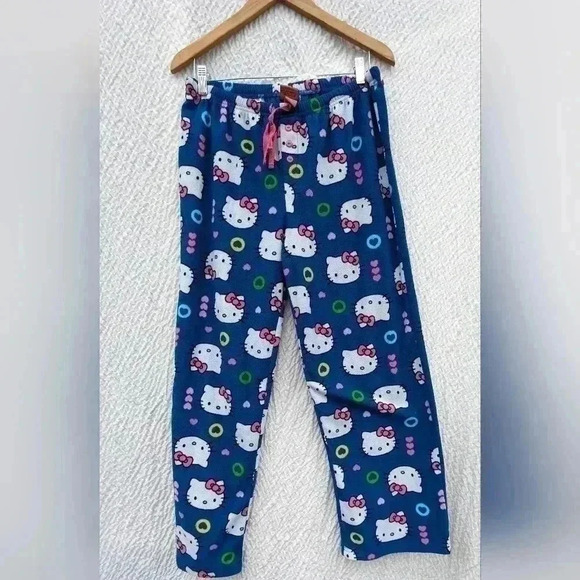 Woman’s Rare Vintage Hello Kitty Fleece PJ Pants | XL | Royal Blue - Picture 1 of 6